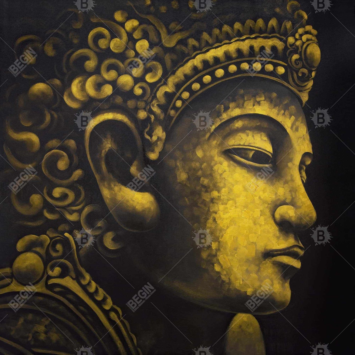 Toile Bouddha d'Indonésie | Décoration intérieure spirituelle | Décoration de chambre