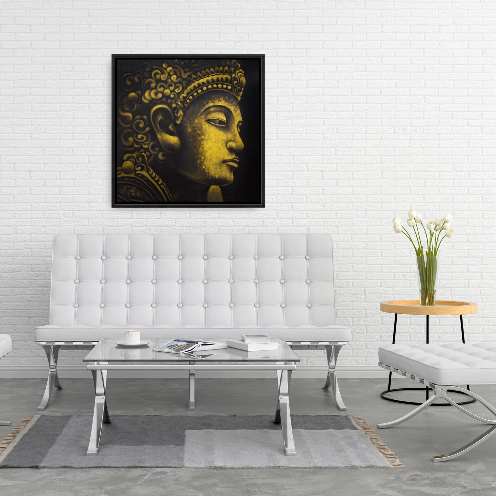 Toile encadrée Bouddha d'Indonésie | Décoration intérieure spirituelle