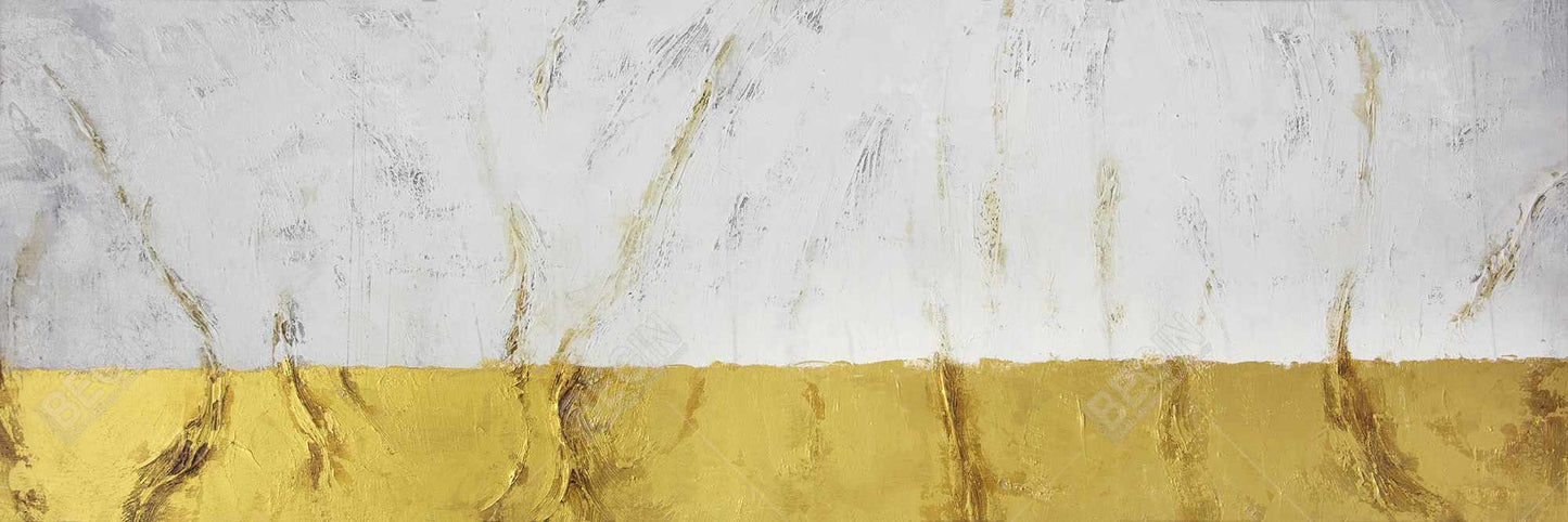 Golden Shine White Framed Canvas - Modern Home Decor Art