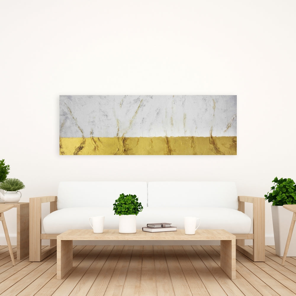 Toile abstraite moderne à l'éclat doré | Décoration d'intérieur