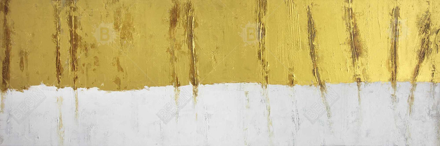 Toile abstraite à motifs blancs – Décoration d'intérieur à rayures dorées
