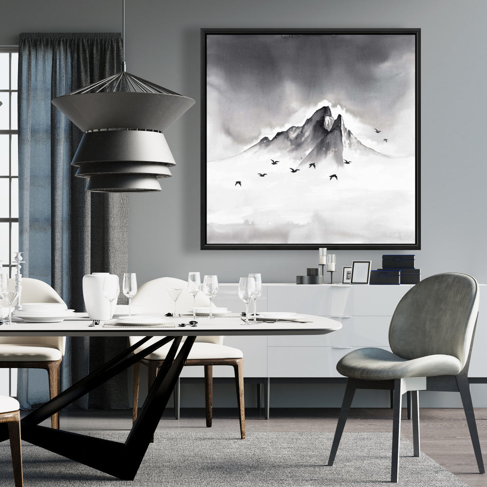 Mountain Peak Framed Canvas | Minimalist Bedroom Decor