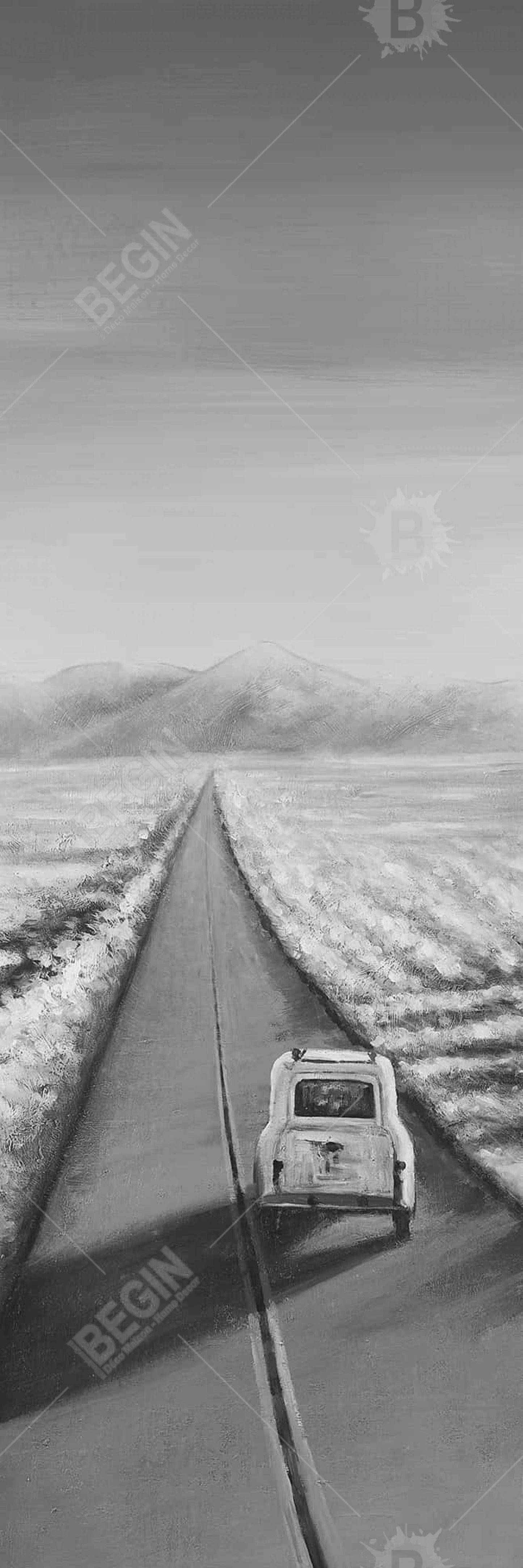 Car on the Road Framed Canvas | Mountains Home Decor Art