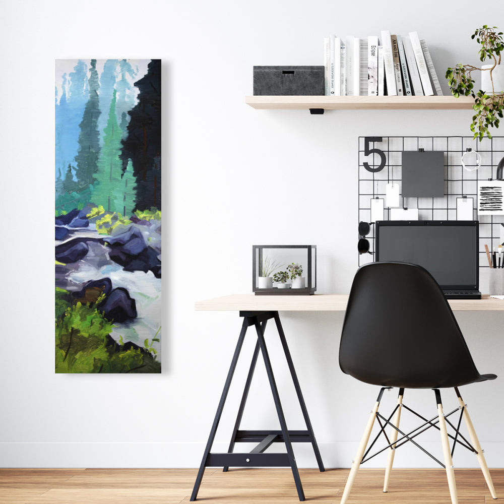 Beautiful Waterfall Canvas | Blue Trees Art for Home Decor