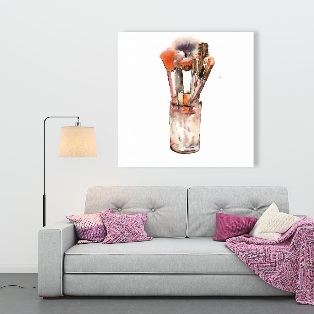 Set of Make-Up Brushes Canvas | Bedroom Decor Wall Art
