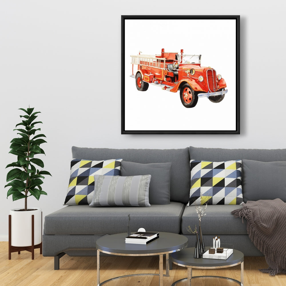 Toile vintage Camion de pompiers | Décoration de chambre