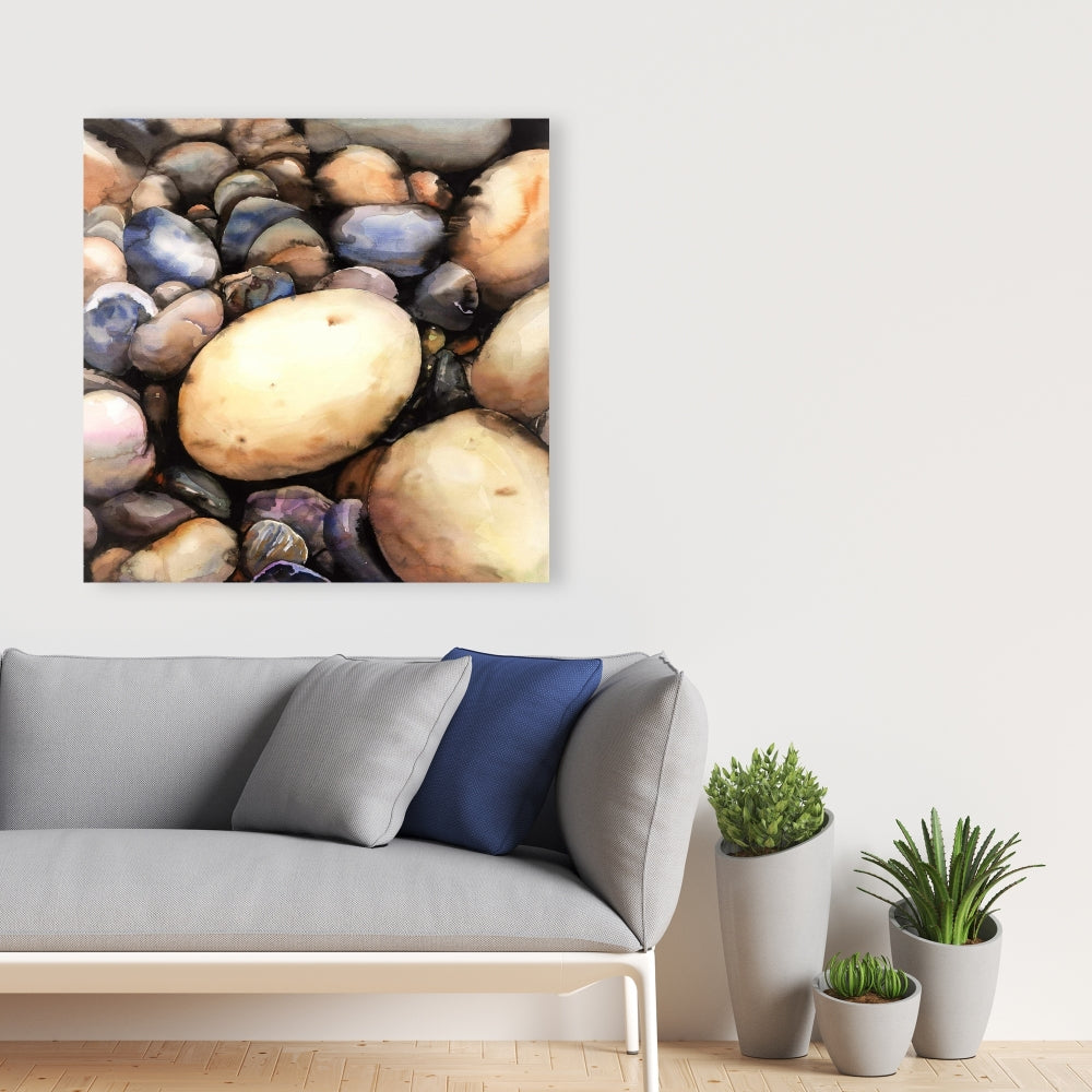 Beach Pebbles Blue Canvas | Home Decor | Landscape Shapes
