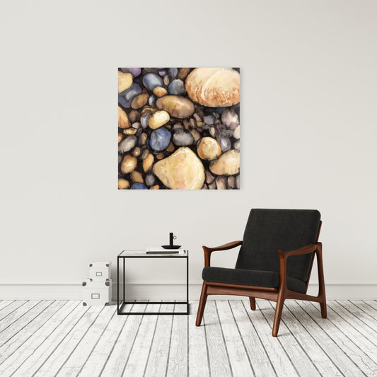 Toile bleu marine Petits galets | Décoration murale