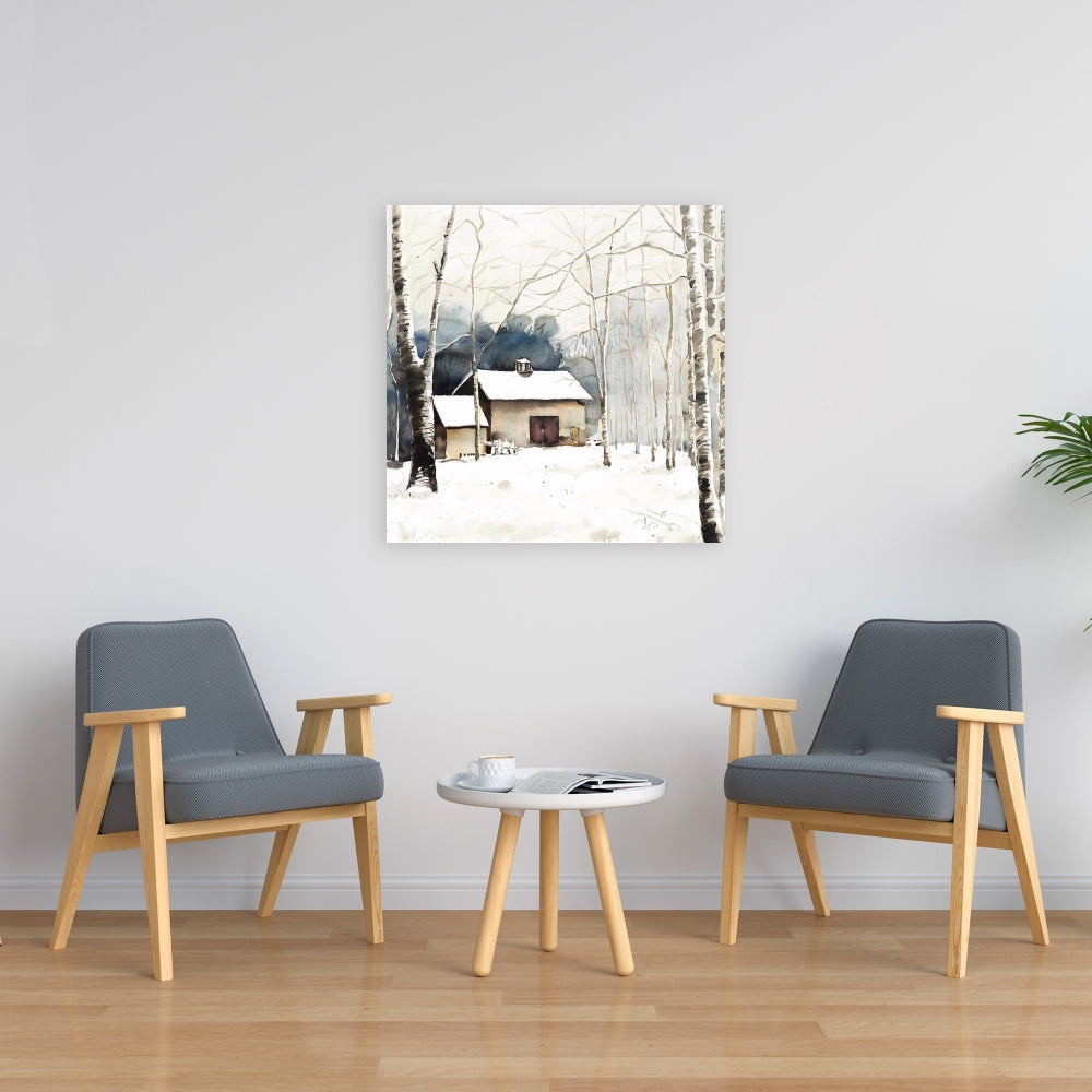 Small Winter Barn Canvas - Landscapes Trees Bedroom Decor