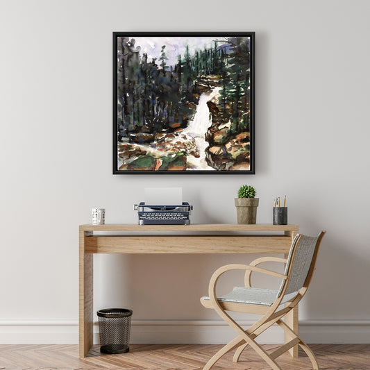 Bathroom Brown Landscapes Framed Canvas - Falls of Alberta Decor