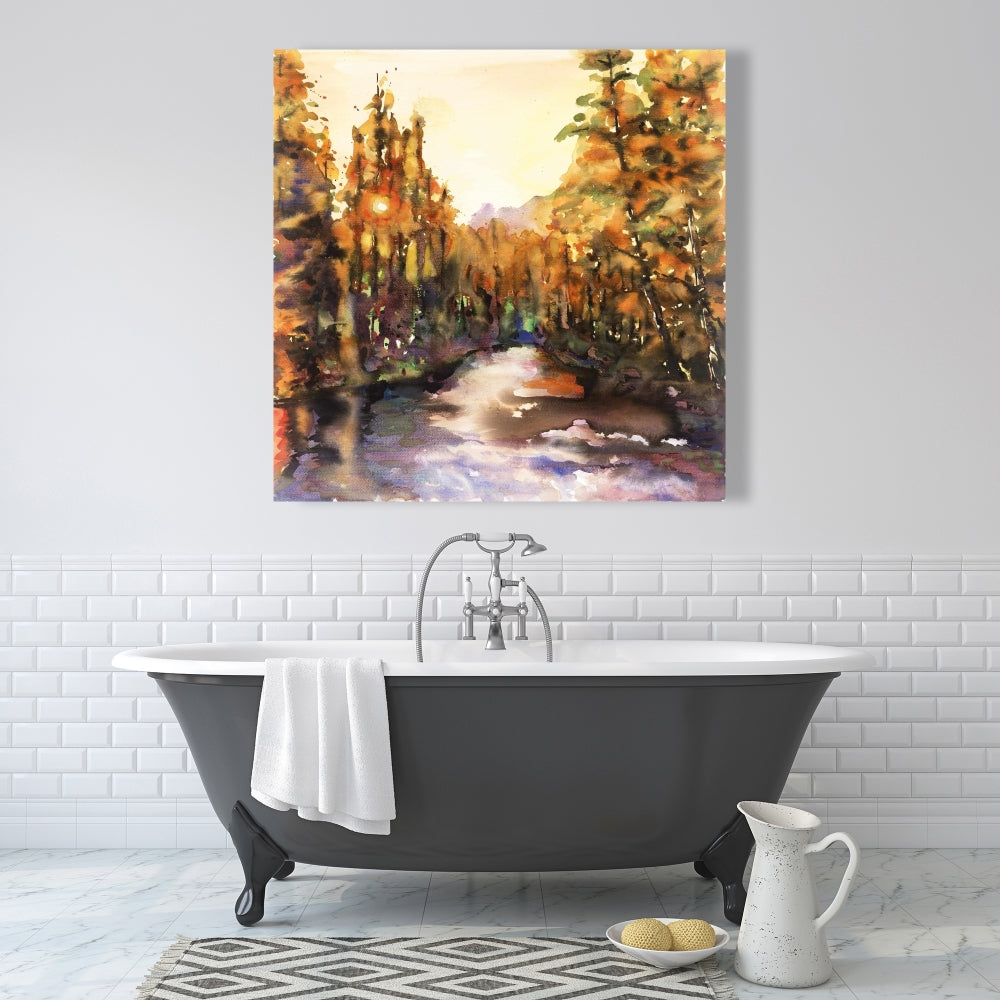 Toile de la rivière Merced | Paysages et arbres, art pour la décoration intérieure