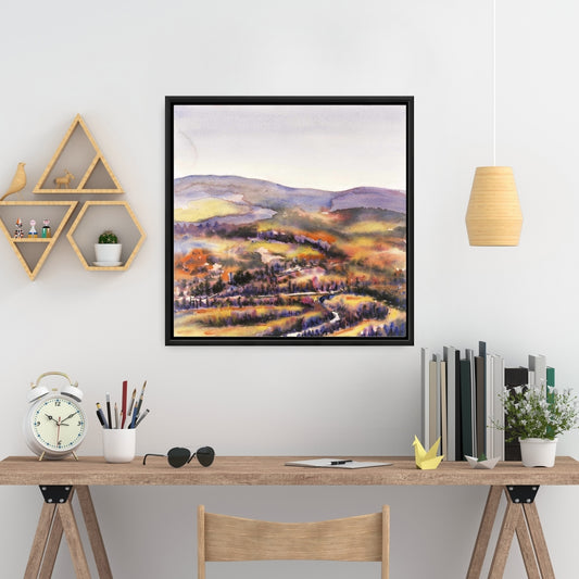 Beautiful Hills Purple Bedroom Landscape | Framed Canvas Decor