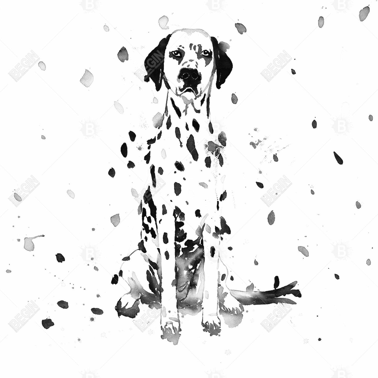 Minimalist Dalmatian Dog Canvas - White Bedroom Wall Decor