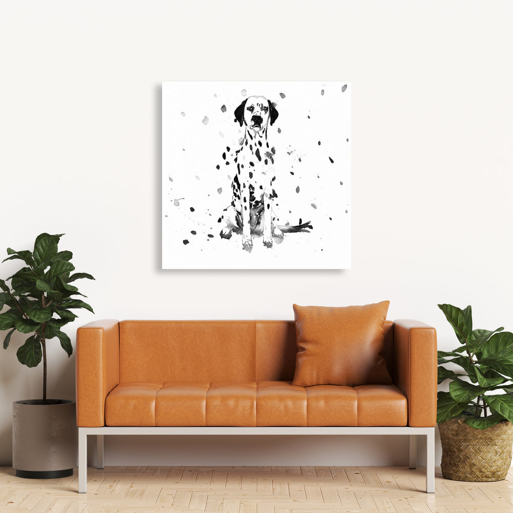 Minimalist Dalmatian Dog Canvas - White Bedroom Wall Decor