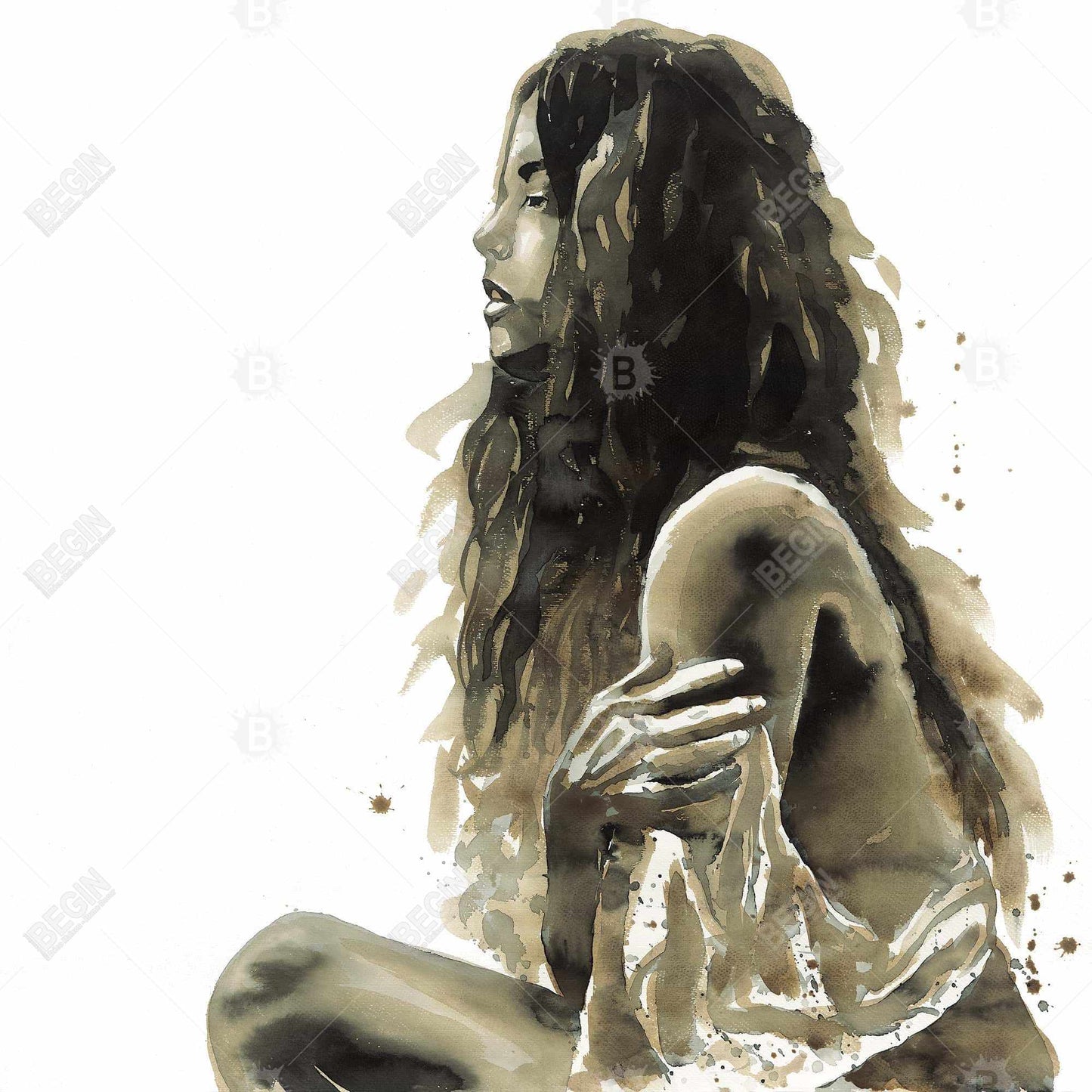 Sepia Woman Canvas - Figurative Bedroom Art Home Decor