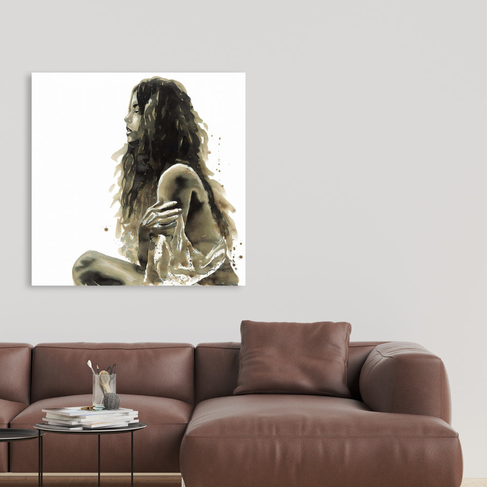 Sepia Woman Canvas - Figurative Bedroom Art Home Decor