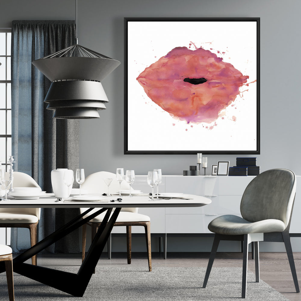 Watercolor Pink Lipstick Canvas | Beauty Bedroom Wall Decor