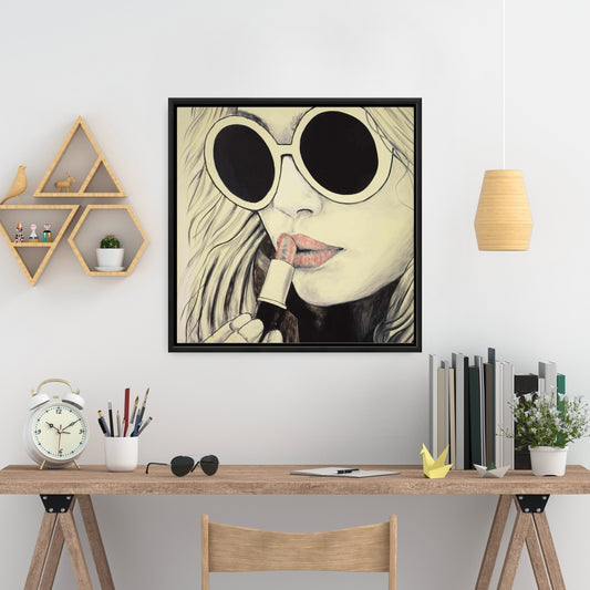 Toile encadrée « Lèvres roses » | Décoration d'intérieur moderne | Art figuratif