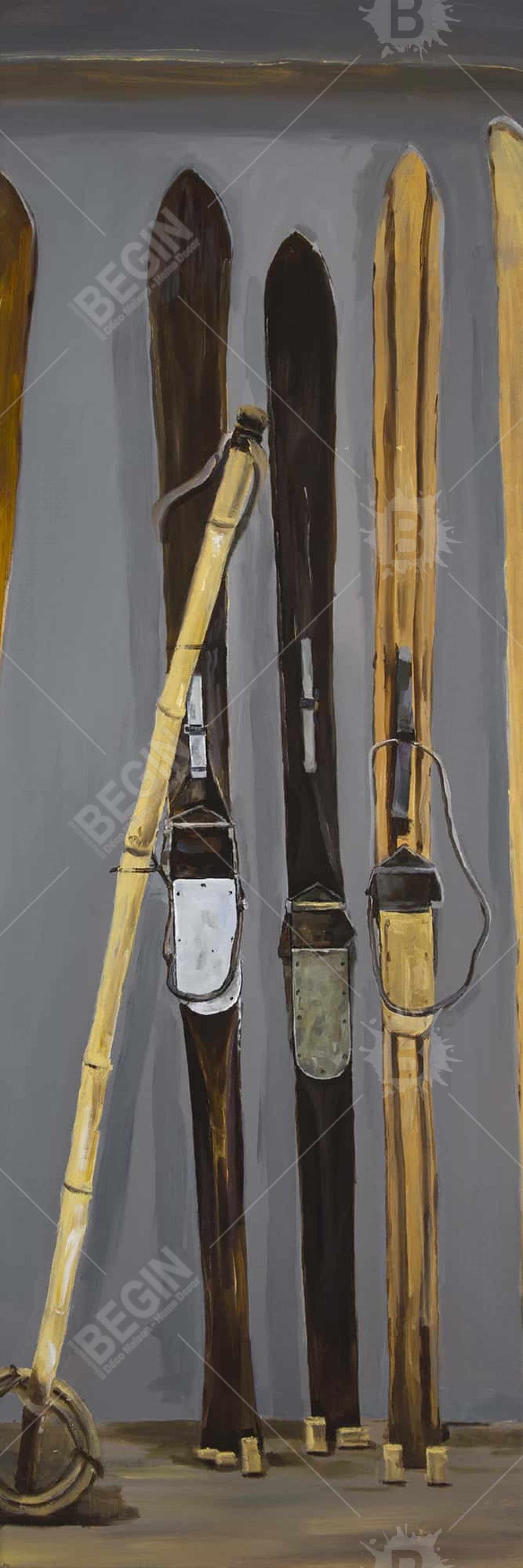 Toile « Bâtons de ski rustiques et skis vintage » | Décoration d'intérieur