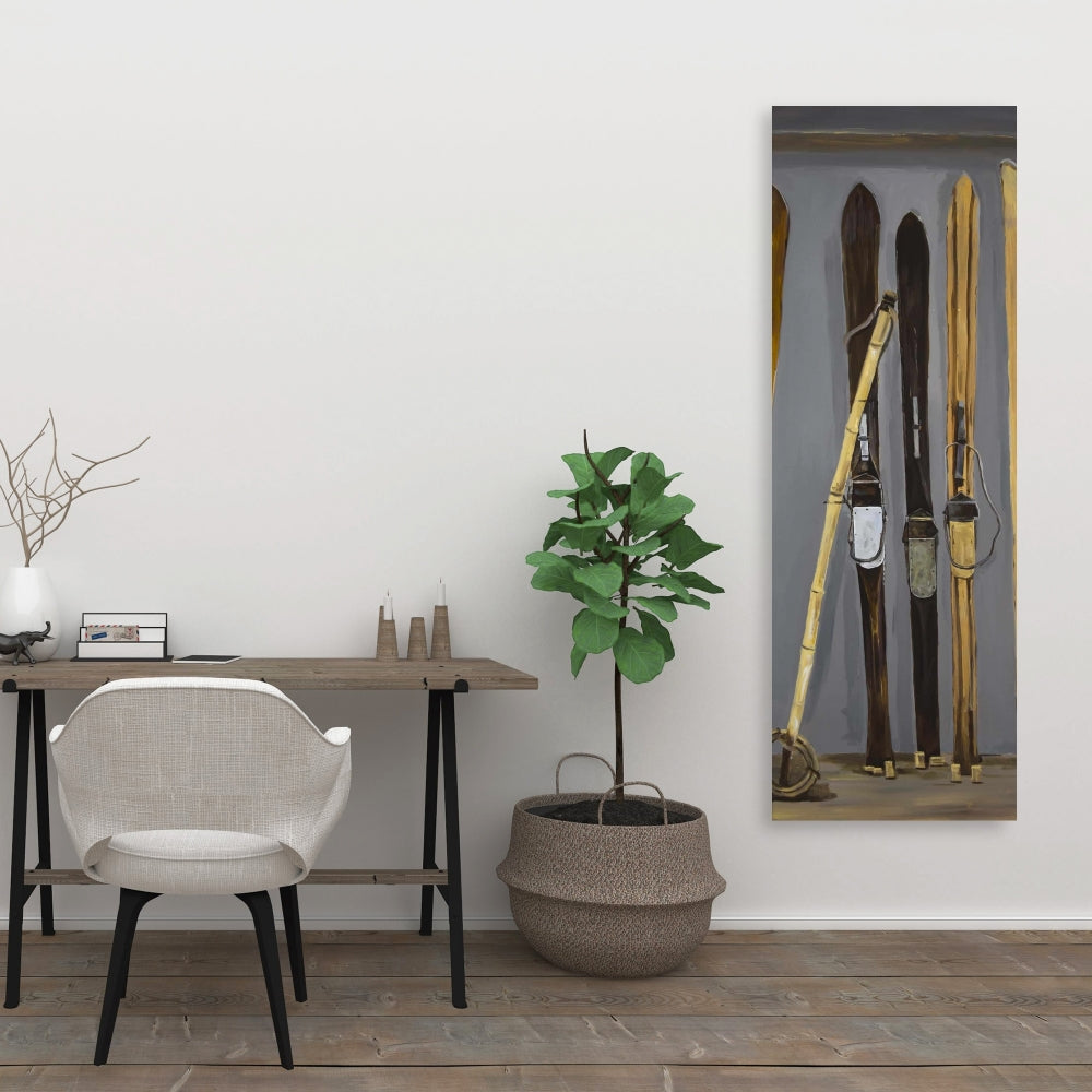 Toile « Bâtons de ski rustiques et skis vintage » | Décoration d'intérieur