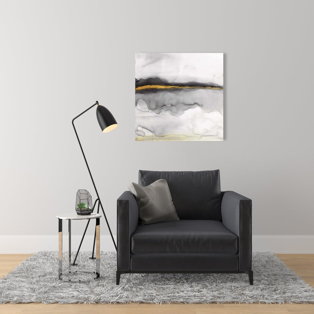 Gold Stripe Abstract Canvas - Shapes Bedroom White Decor