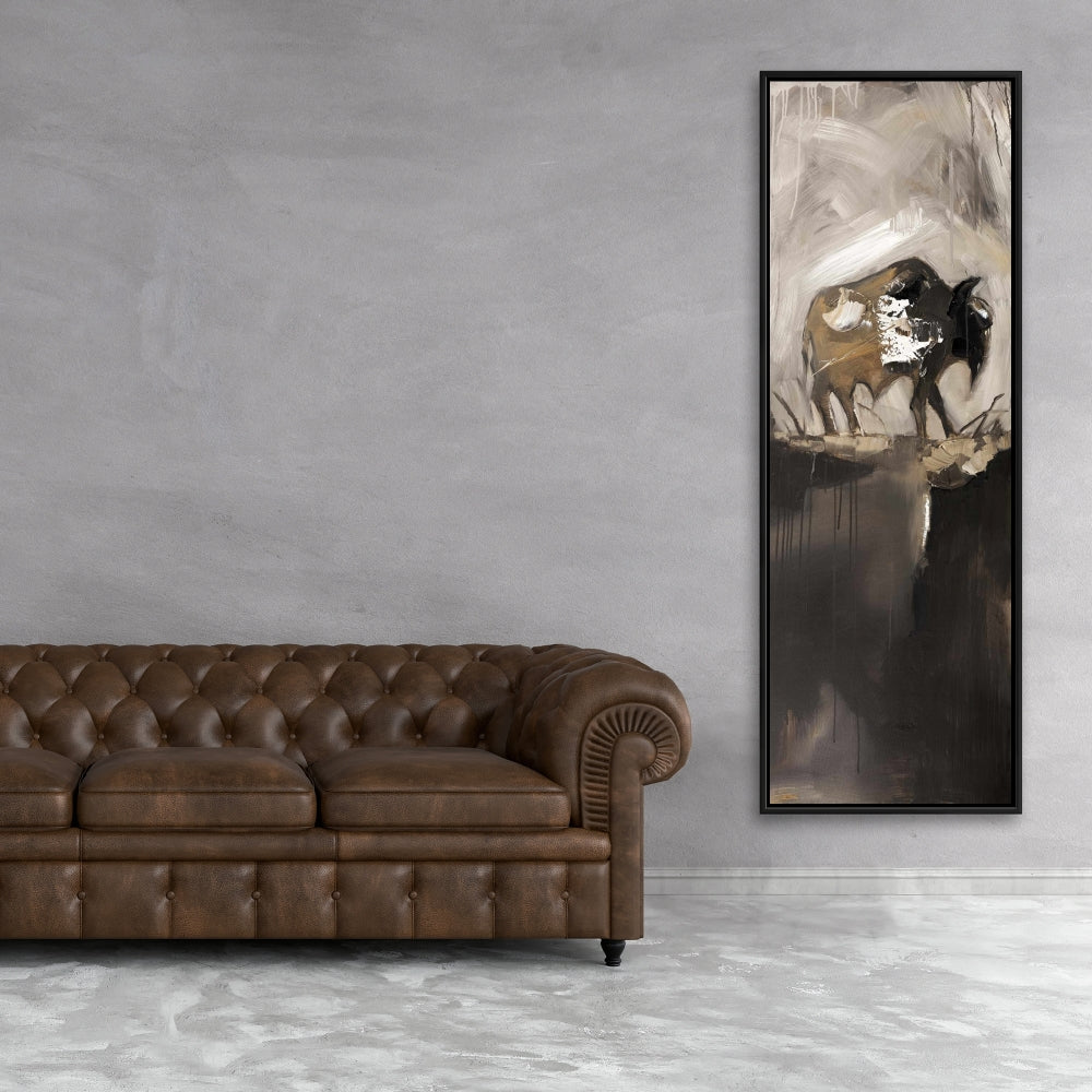 Abstract Buffalo Canvas | Brown Farm Animals Wall Art Decor
