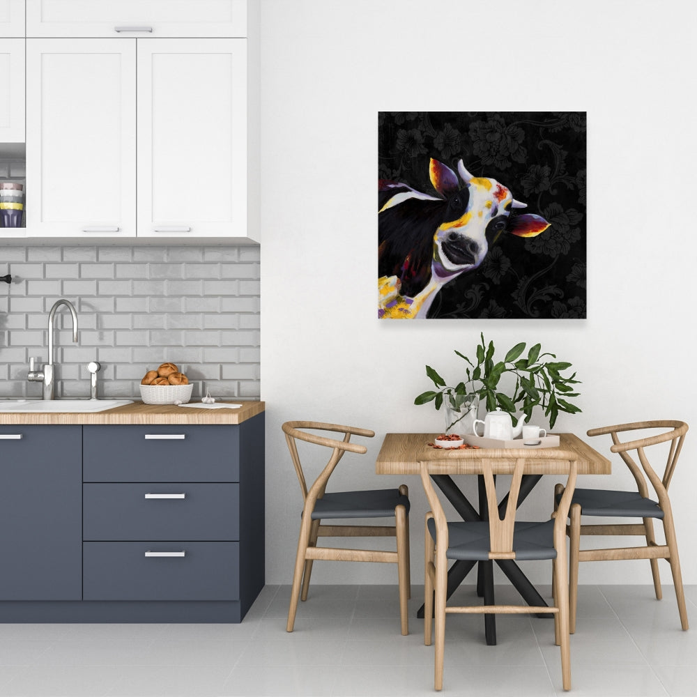 Rustic Bedroom Decor | Funny Cow White Canvas Wall Art