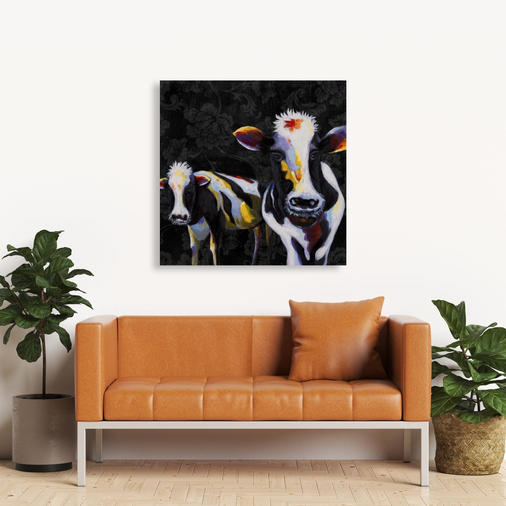 Two Funny Cows Victorian Canvas - Rustic Animals Bedroom Decor