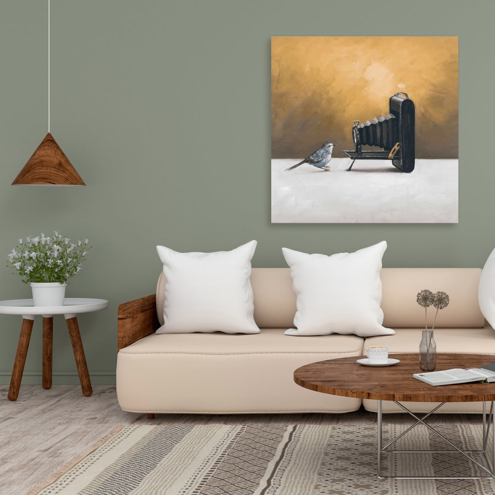 Rustic Animals Canvas - Old Camera with Bird | Home Decor