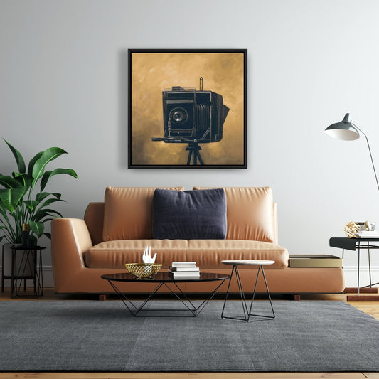 Toile encadrée avec nature morte d'appareil photo vintage | Décoration d'intérieur