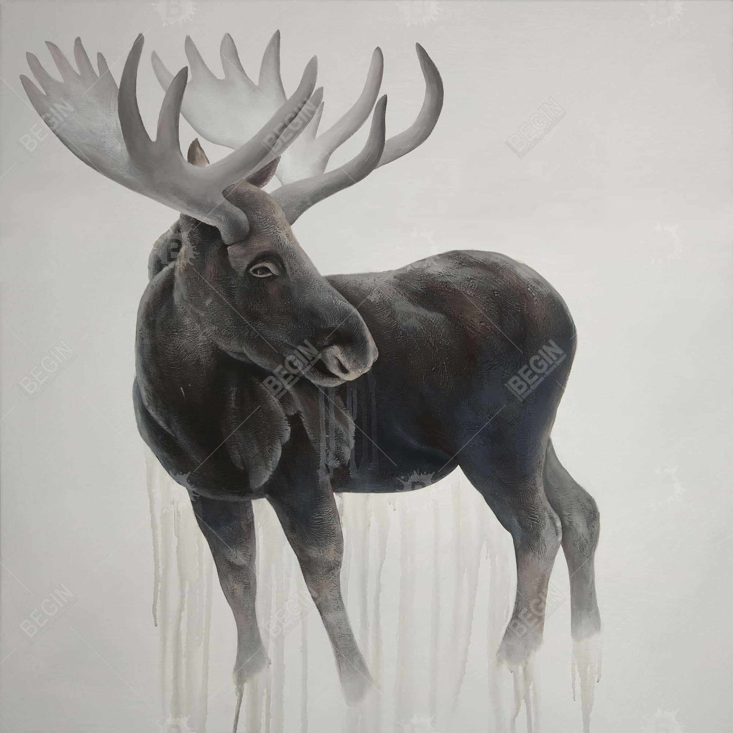 Bull Moose Bedroom Canvas - Deer Brown Wall Art Home Decor