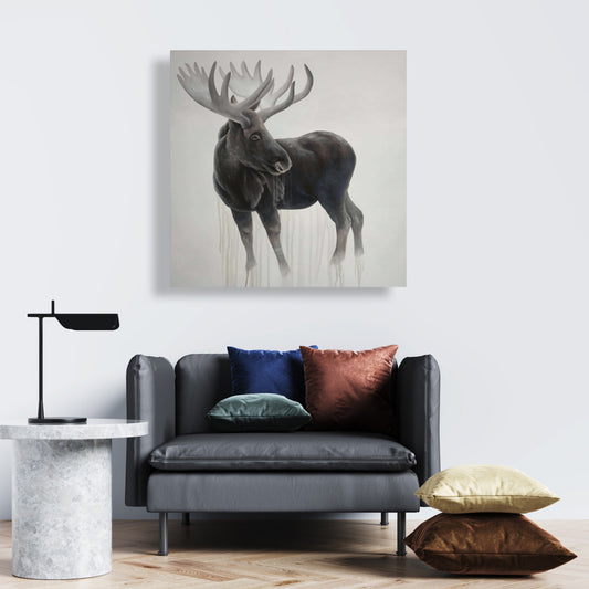 Bull Moose Bedroom Canvas - Deer Brown Wall Art Home Decor