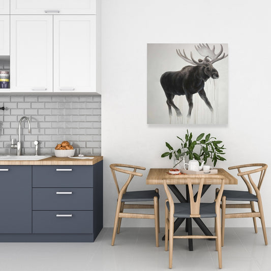 Walking Moose Deer Brown Canvas - Home Decor Wall Art