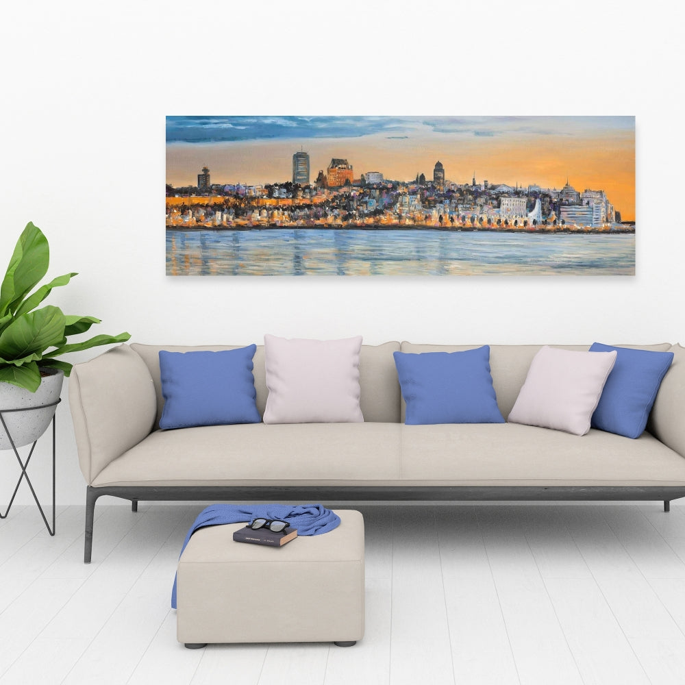 Skyline of Quebec City Canvas | Modern Bedroom Wall Art