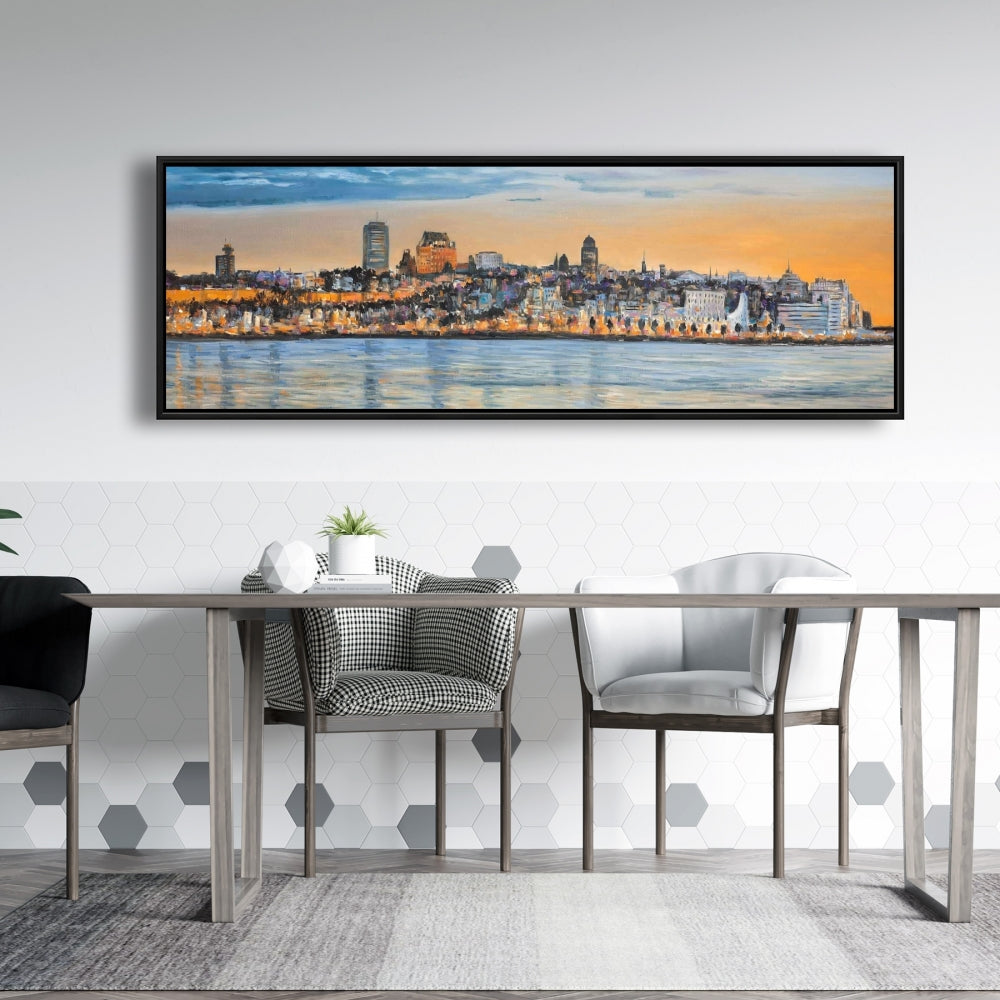 Toile bleue « Skyline de Québec » | Décoration murale pour chambre à coucher