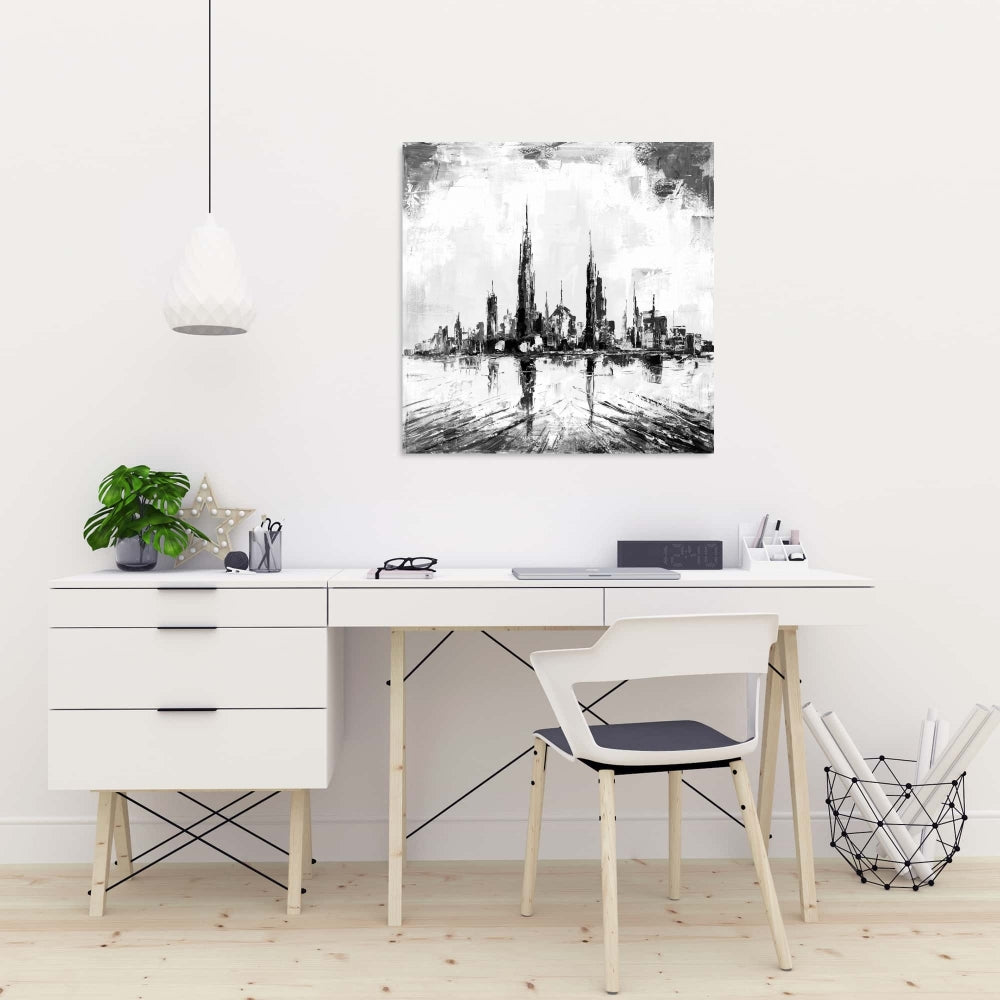 Abstract City Canvas | Textured Mono Art for Home Decor