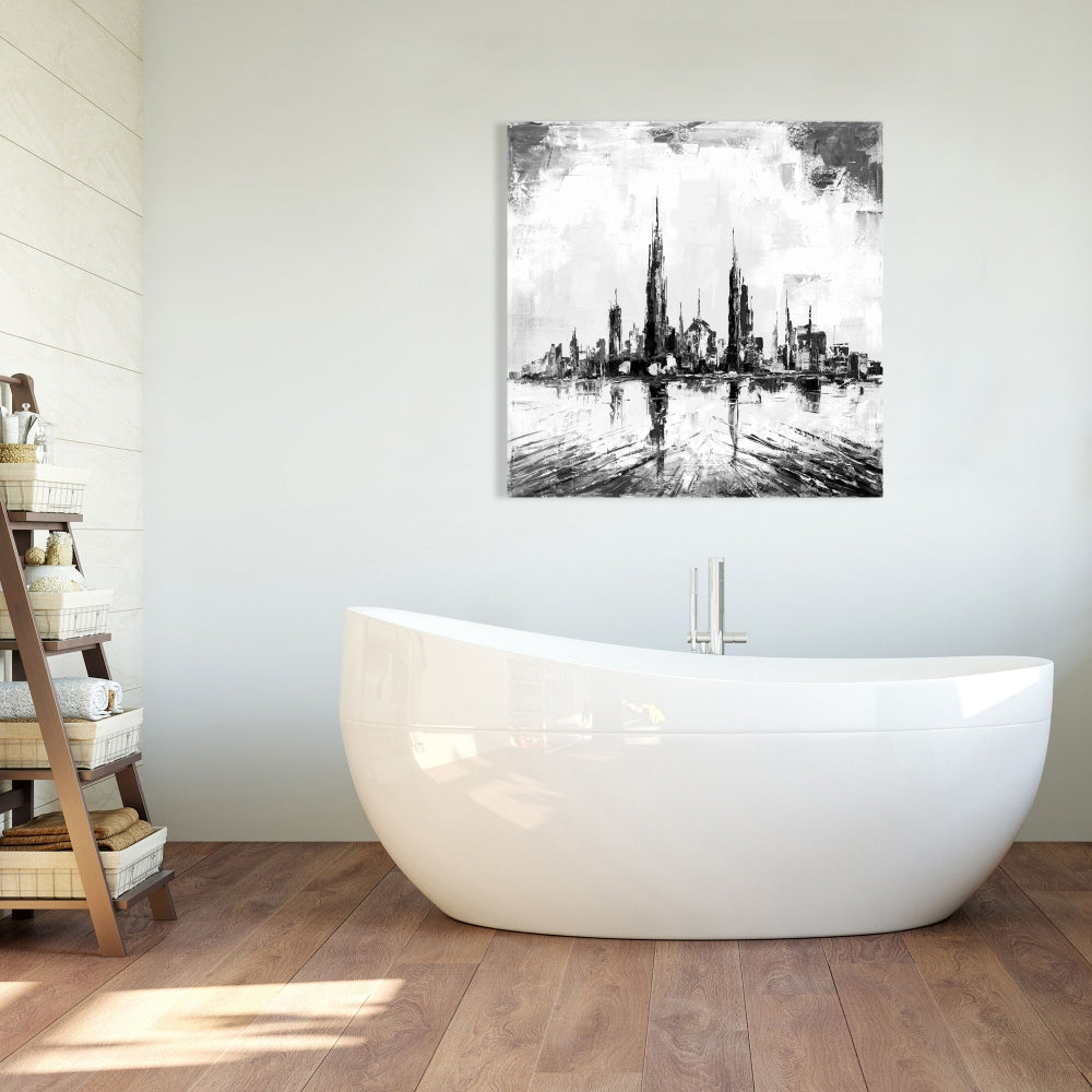 Abstract City Canvas | Textured Mono Art for Home Decor