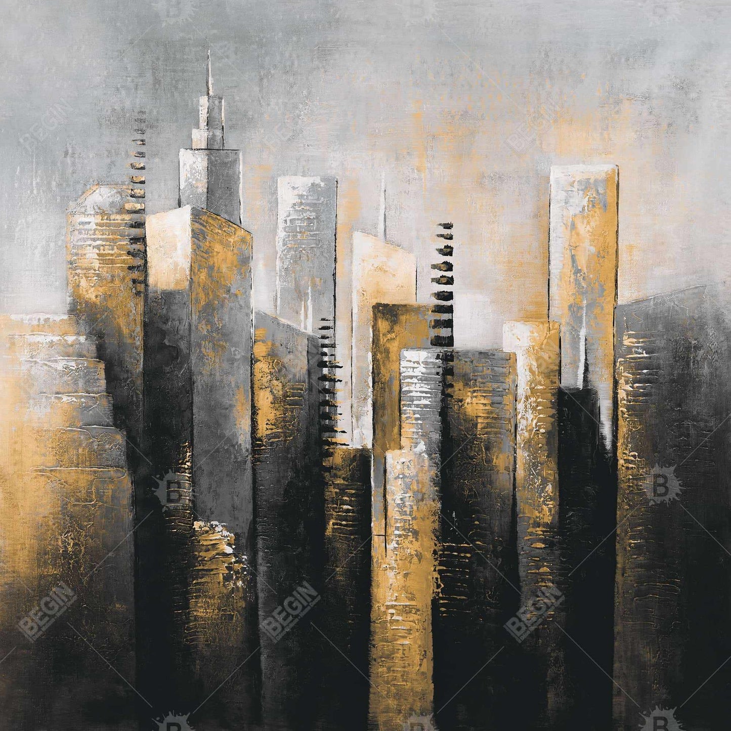 Abstract Gold Skyscraper Canvas | Modern Home Decor Art
