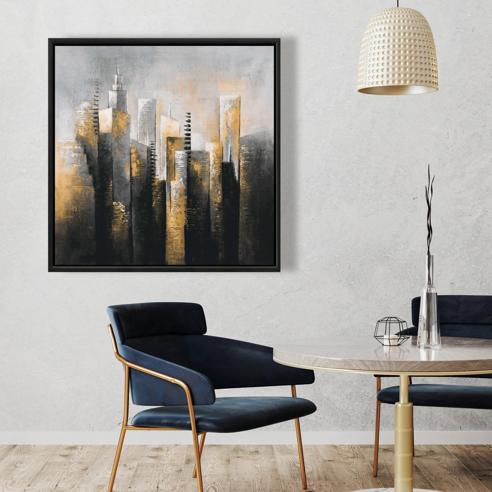 Abstract Gold Skyscraper Canvas | Modern Home Decor Art