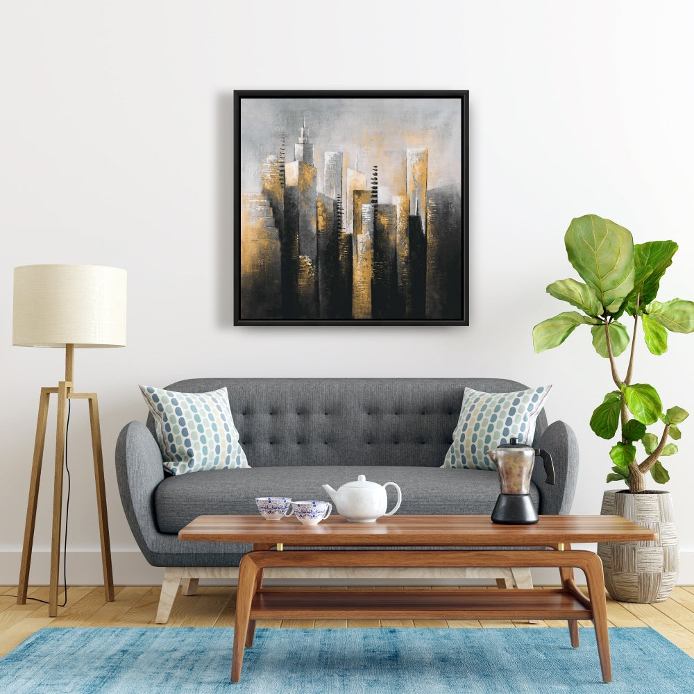 Abstract Gold Skyscraper Canvas | Modern Home Decor Art