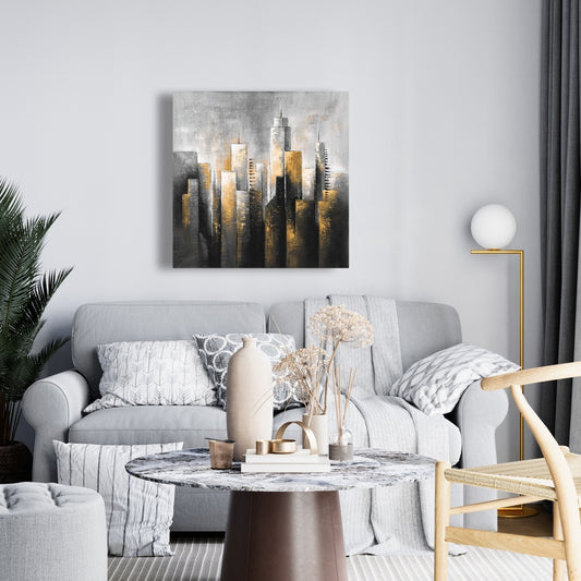 Toile abstraite Skyline - Décoration murale moderne pour salon
