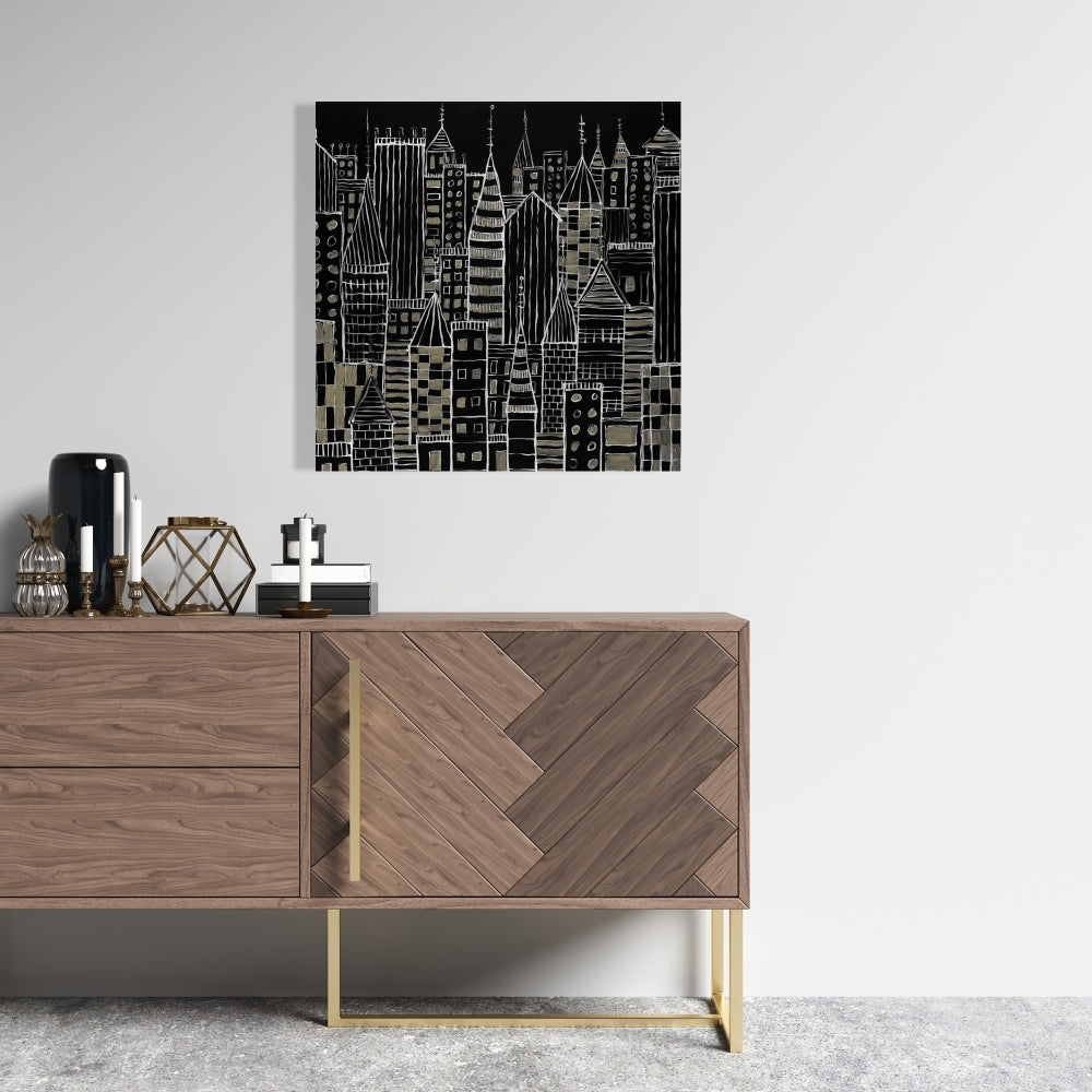 Illustrative Dark City Canvas - Unique Home Decor Wall Art