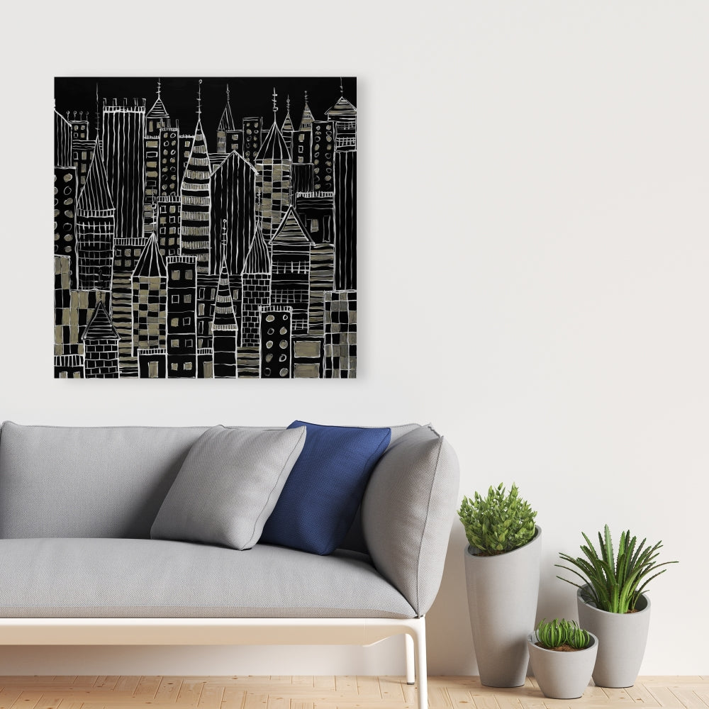 Illustrative Dark City Canvas - Unique Home Decor Wall Art