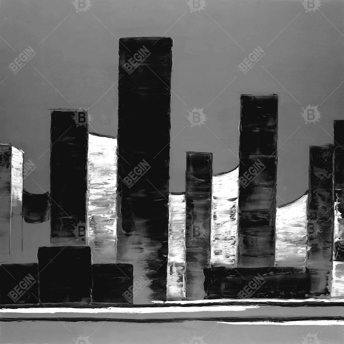 Minimalist Abstract Buildings Canvas | White Bedroom Decor
