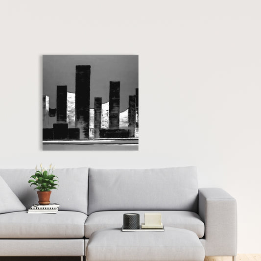 Minimalist Abstract Buildings Canvas | White Bedroom Decor
