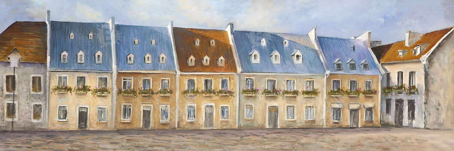 Old Quebec City Canvas - Blue Building Cities Home Decor