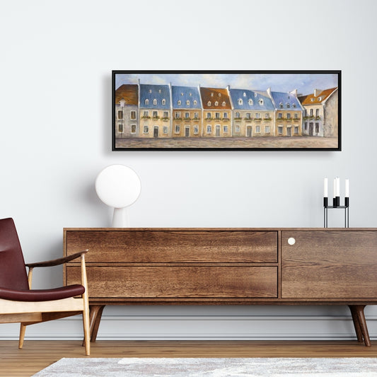 Old Quebec City Canvas | Blue Contemporary Framed Art Decor