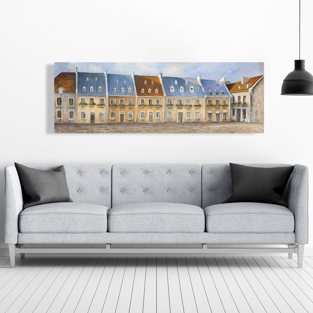 Old Quebec City Canvas - Blue Building Cities Home Decor