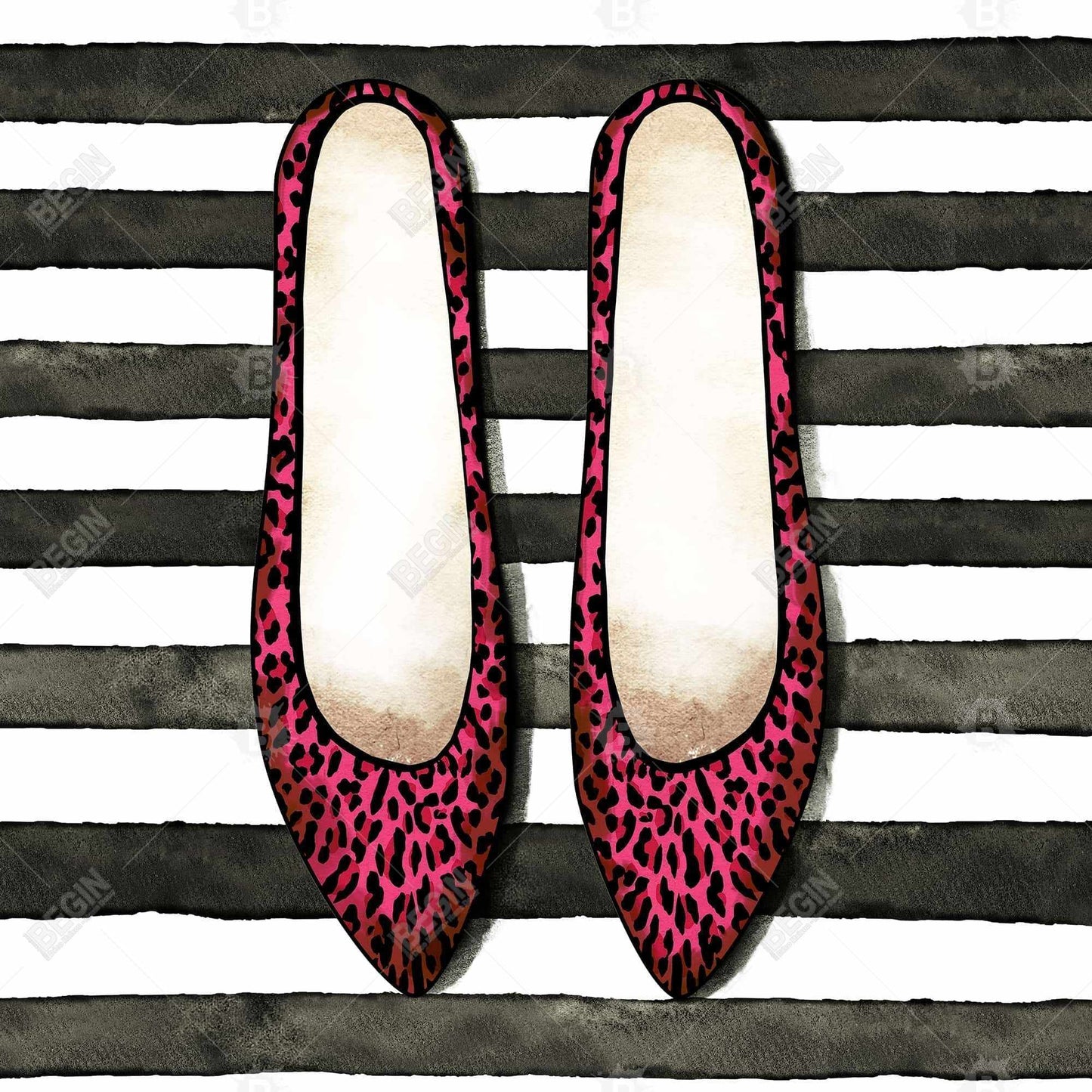 Leopard Pink Shoes Canvas - Bedroom Decor | Illustrative Art