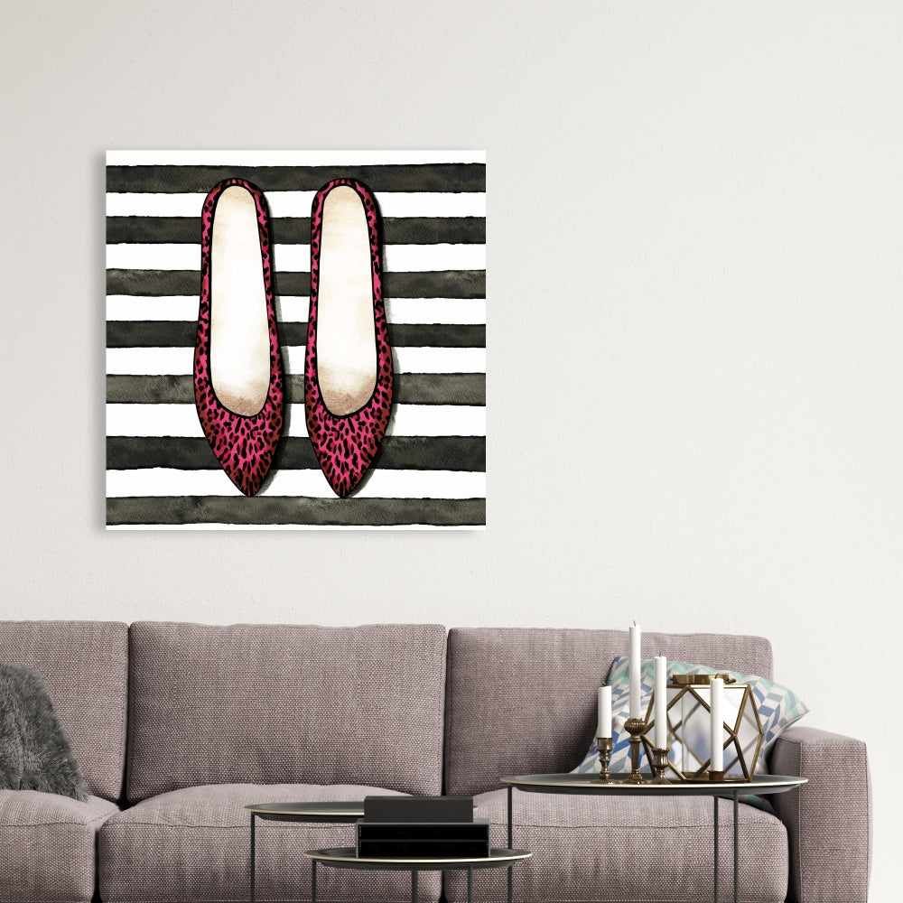Leopard Pink Shoes Canvas - Bedroom Decor | Illustrative Art